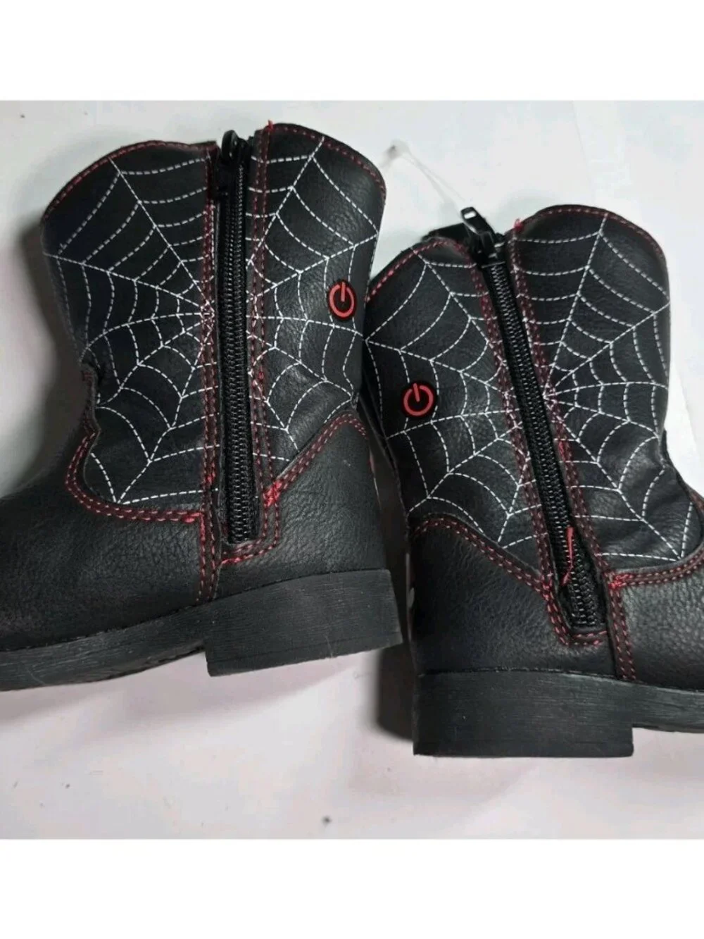 Marvel Spider-Man Kids Black Cowboy Boots W/ Red Spider Web Design Size 8